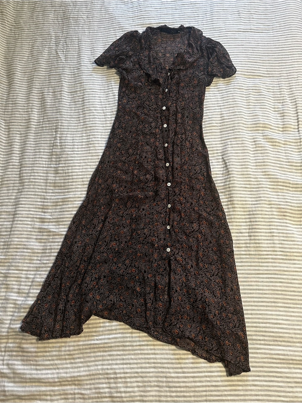 Christy Dawn Brown Floral Button-Front Midi Dress - Picture 2 of 4